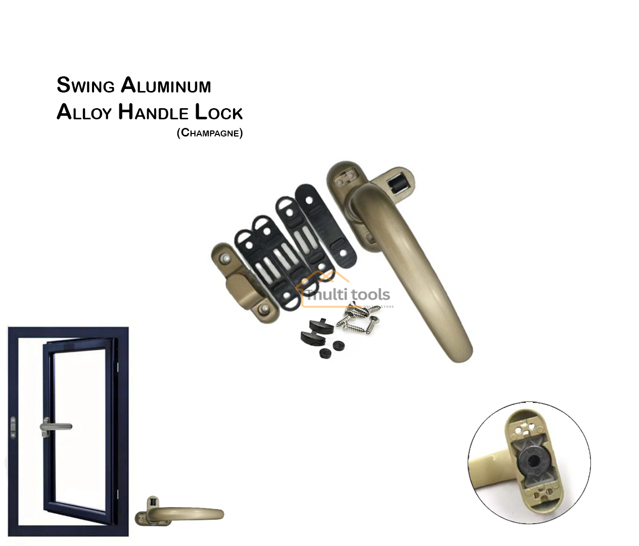 Swing Aluminum Alloy Handle Lock Kambii [Champagne]